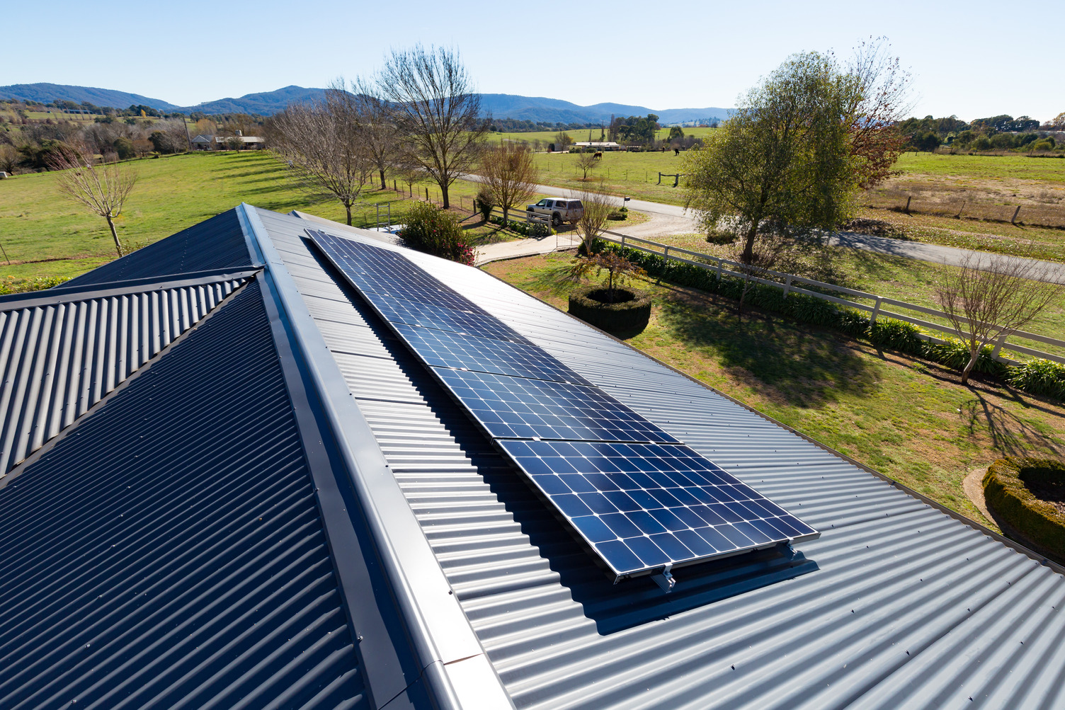 Solar panels on the roof of a house