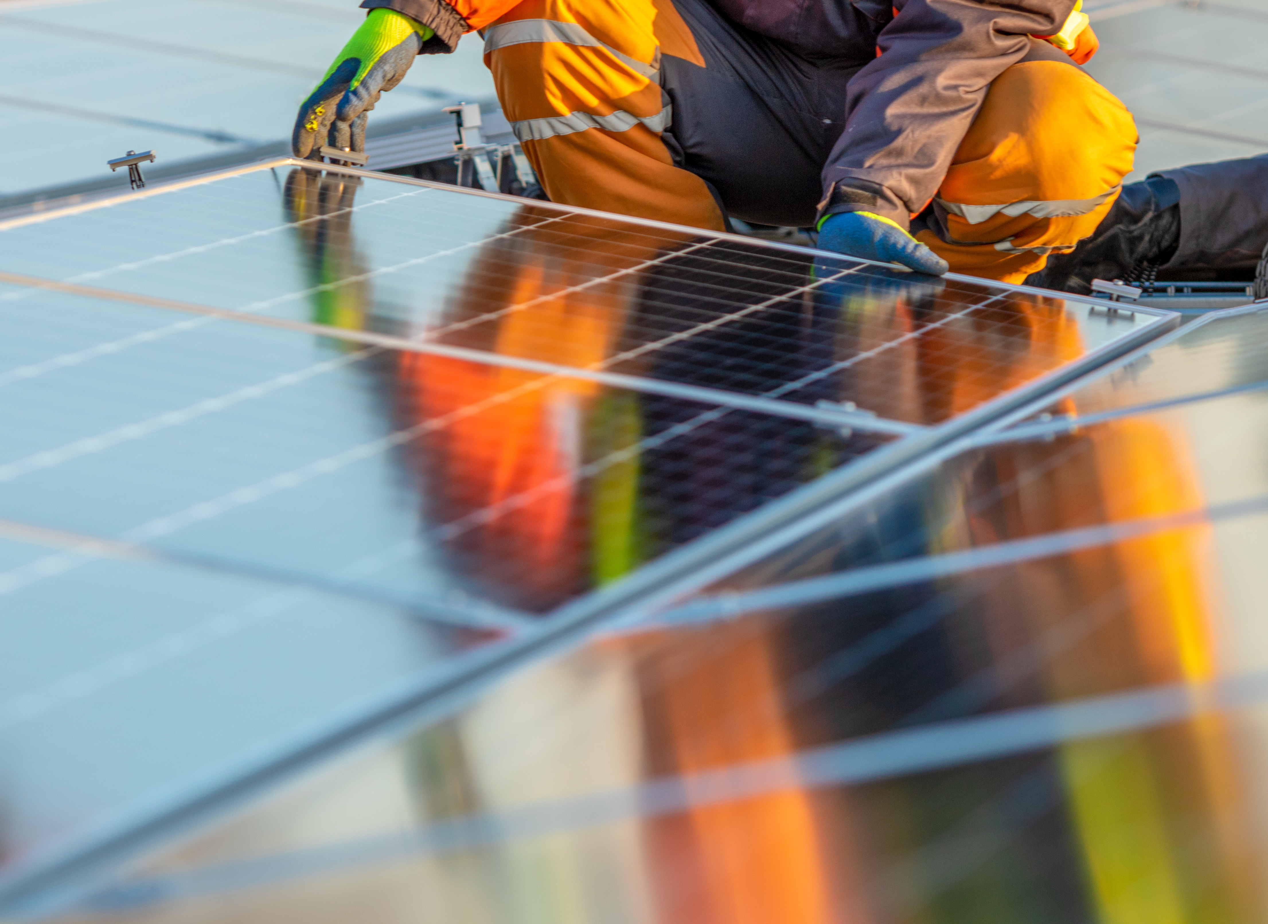 A solar panel being installed